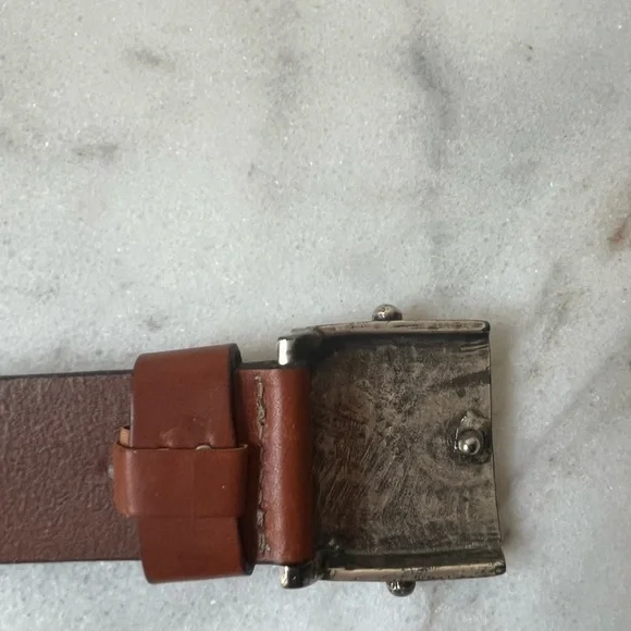 Frank Daniel Buckle Casual 1 1/2" wide Genuine Leather Belt Italy 39.5” Long - Picture 15 of 16